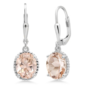 Morganite - October_Earrings in 925 Sterling Silver