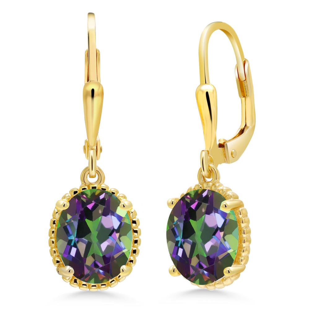 Green Mystic Topaz_Earrings in 925 Yellow Gold Plated Silver