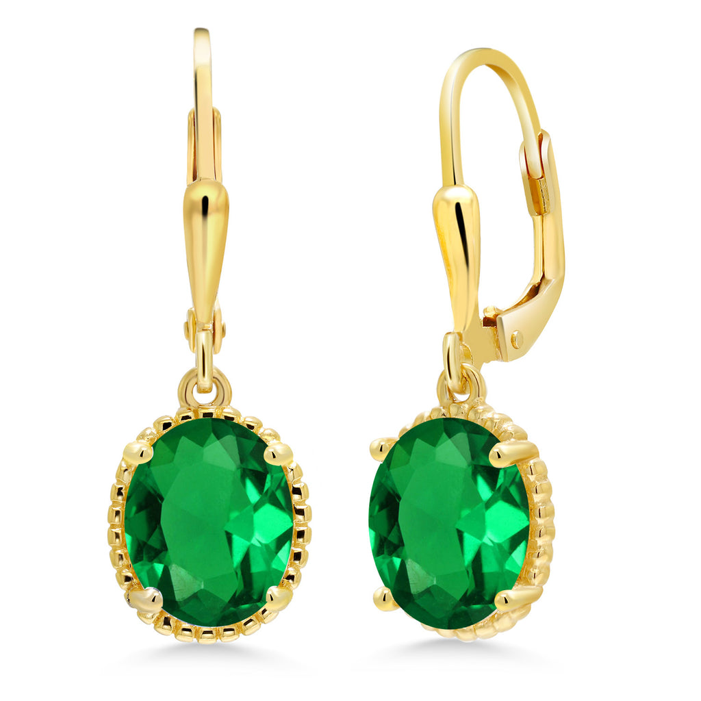 Nano Emerald - May_Earrings in 925 Yellow Gold Plated Silver