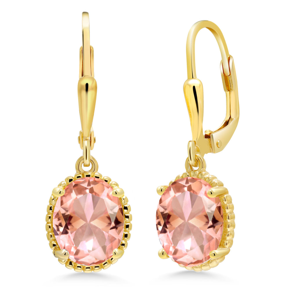 Nano Morganite - October_Earrings in 925 Yellow Gold Plated Silver