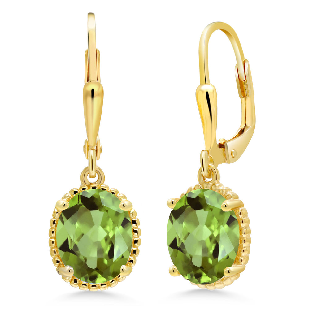 Peridot - August_Earrings in 925 Yellow Gold Plated Silver