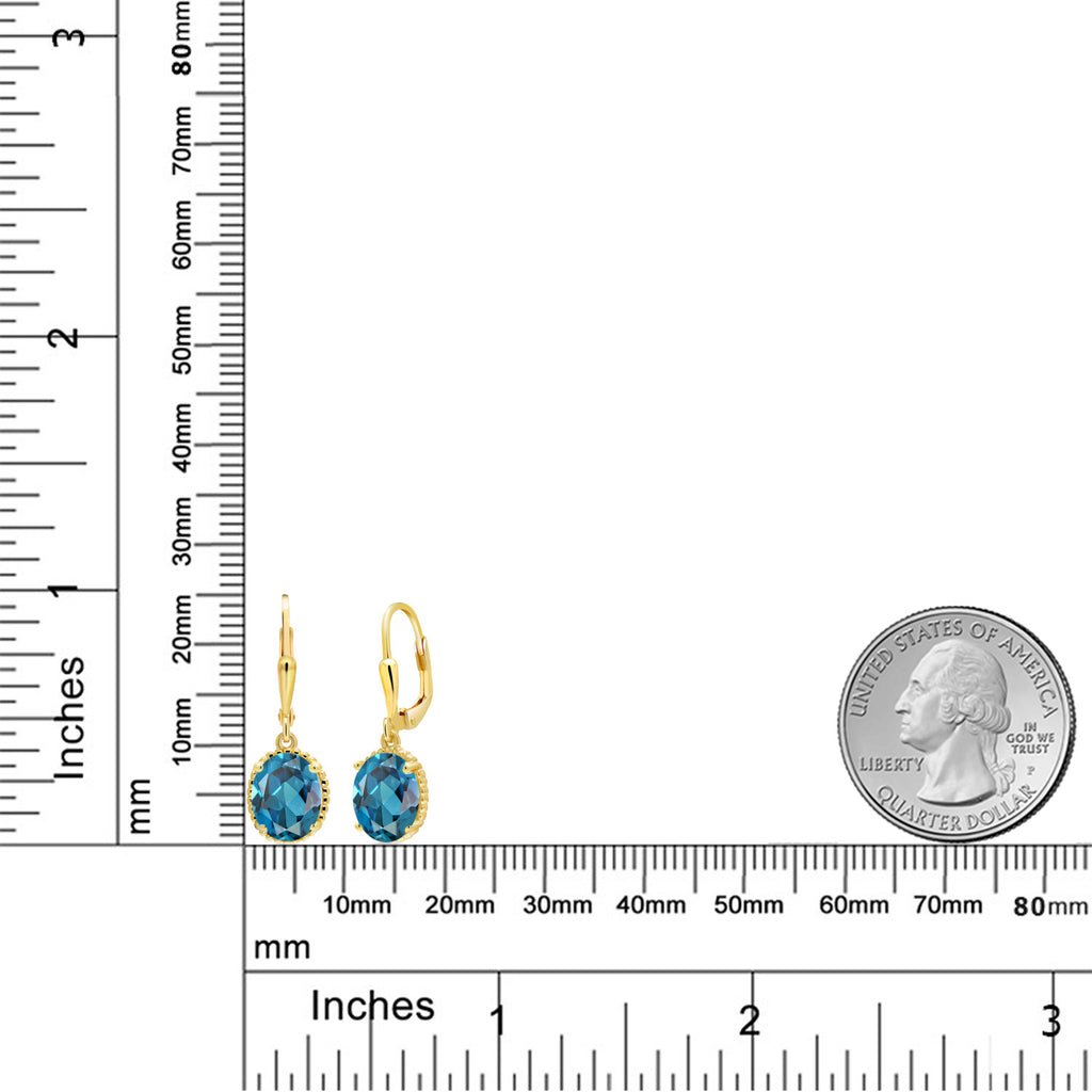 London Blue Topaz - November_Earrings in 925 Yellow Gold Plated Silver