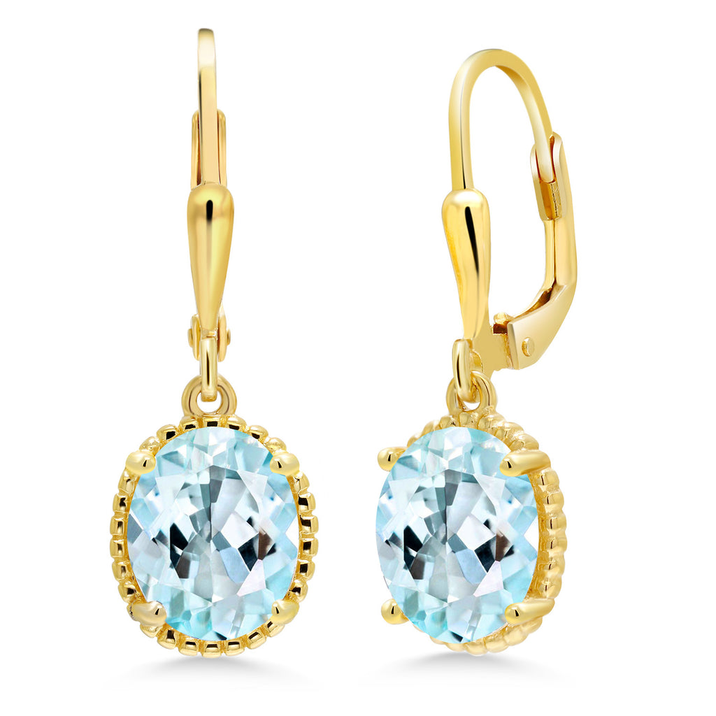 Sky Blue Topaz - November_Earrings in 925 Yellow Gold Plated Silver