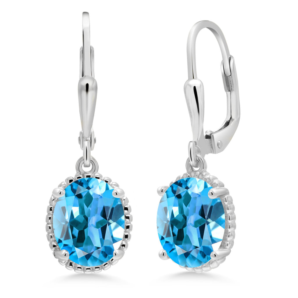 Swiss Blue Topaz - November_Earrings in 925 Sterling Silver