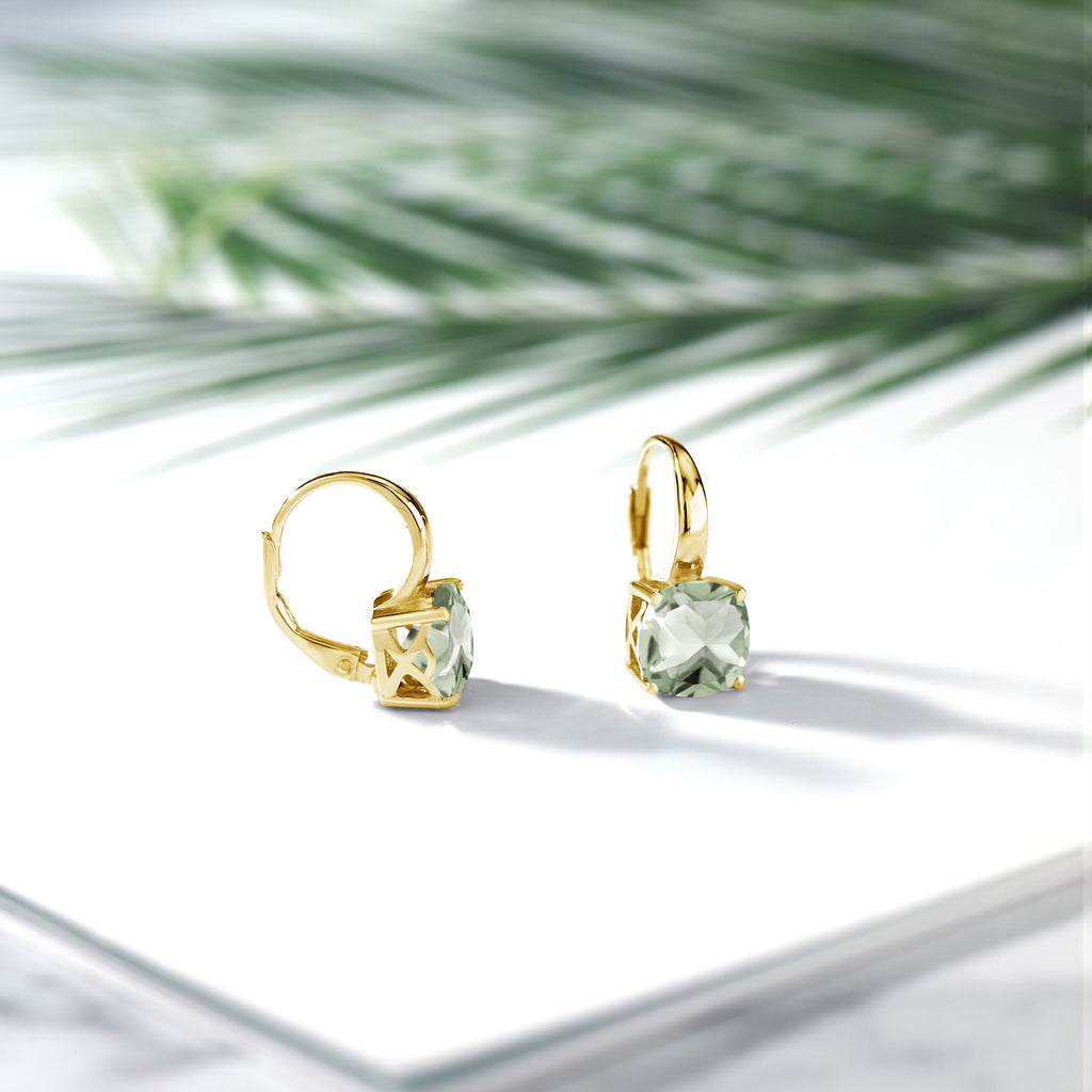 Green_Earrings in 925 Yellow Gold Plated Silver