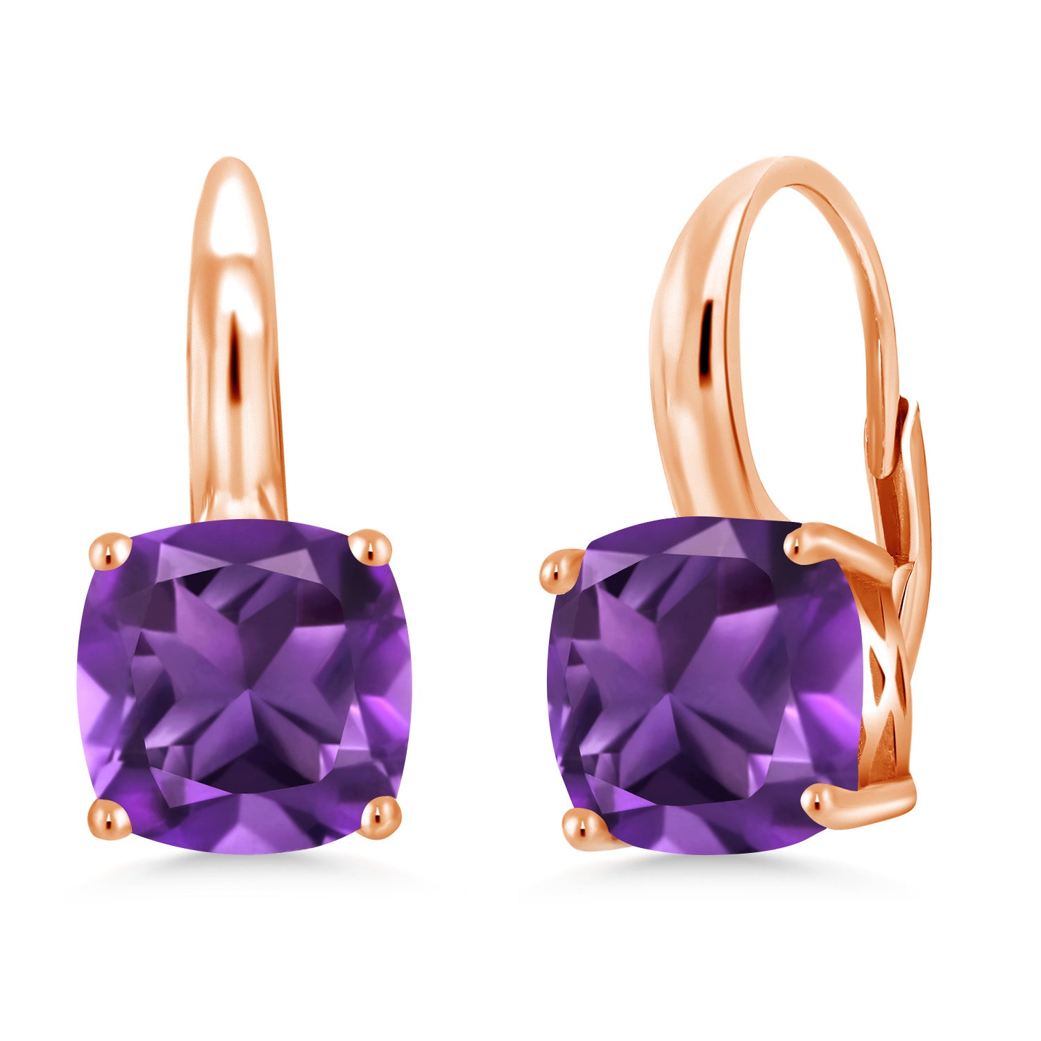 Amethyst - February_Earrings in 925 Rose Gold Plated Silver