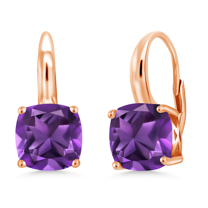 Amethyst - February_Earrings in 925 Rose Gold Plated Silver