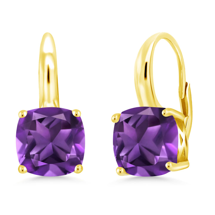Amethyst - February_Earrings in 925 Yellow Gold Plated Silver