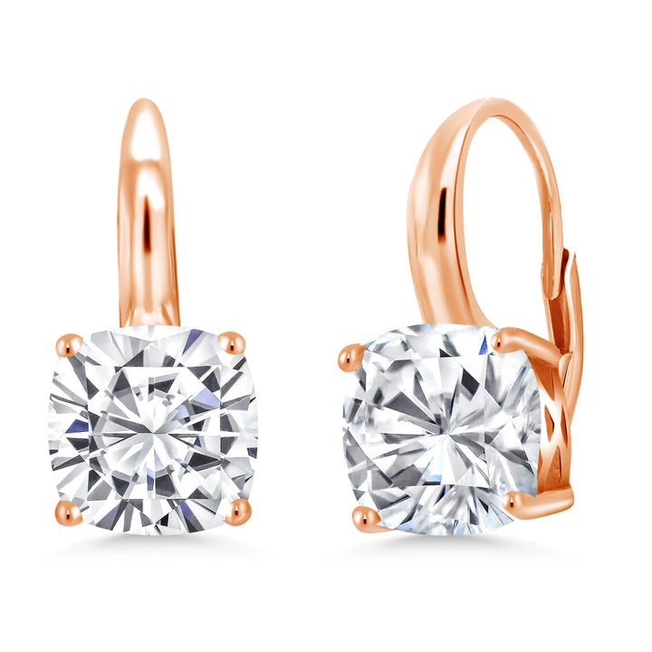 White Moissanite - April_Earrings in 925 Rose Gold Plated Silver