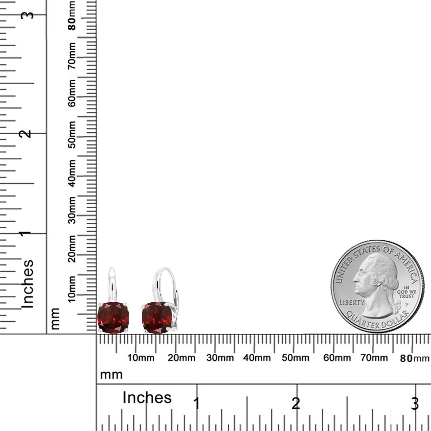 925 Sterling Silver Red Garnet Earrings For Women (5.48 Cttw, Gemstone Birthstone, Cushion 8MM)