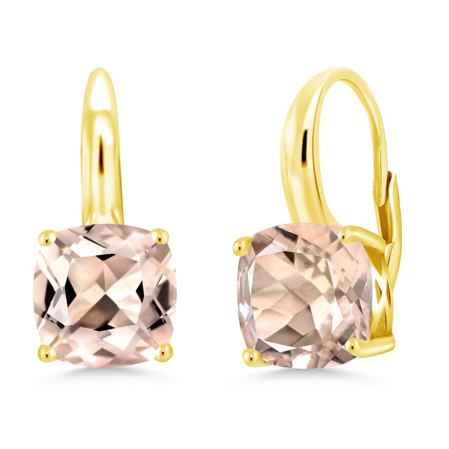 Morganite - October_Earrings in 925 Yellow Gold Plated Silver