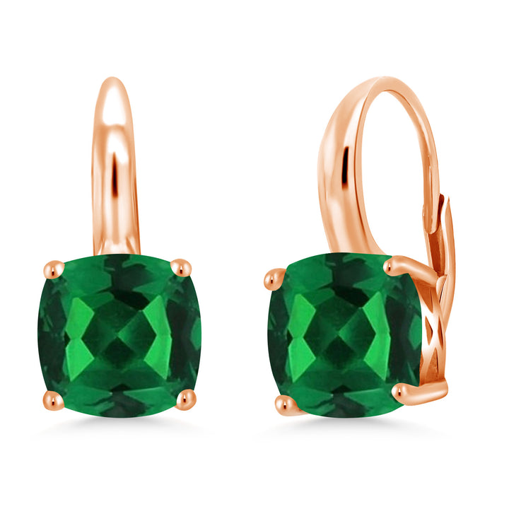 Nano Emerald - May_Earrings in 925 Rose Gold Plated Silver