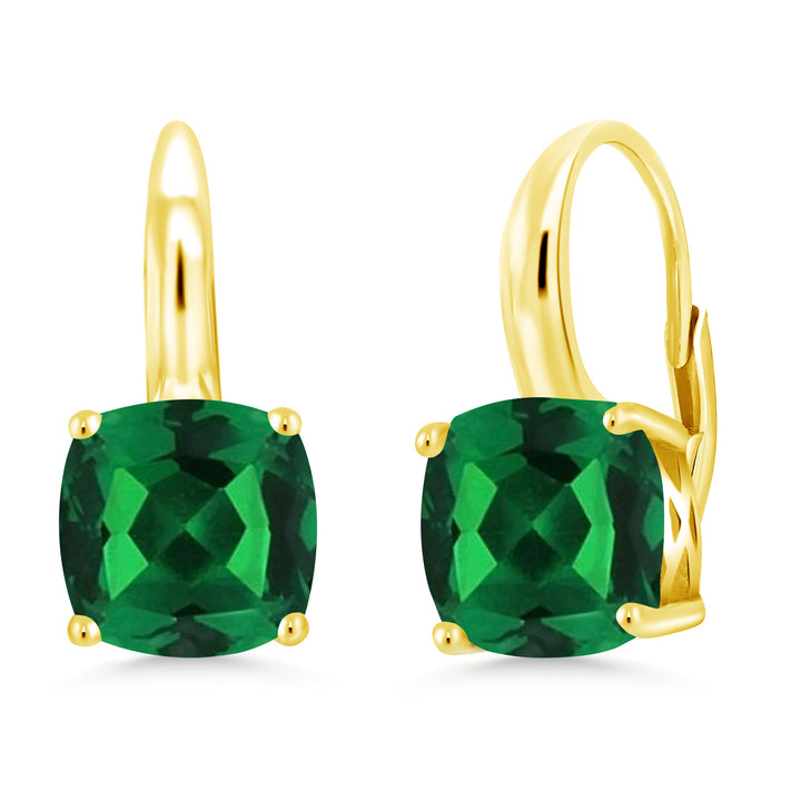 Nano Emerald - May_Earrings in 925 Yellow Gold Plated Silver