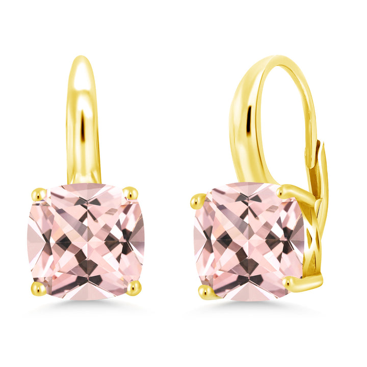 Nano Morganite - October_Earrings in 925 Yellow Gold Plated Silver
