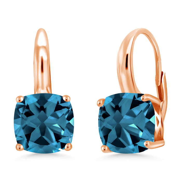 London Blue Topaz - November_Earrings in 925 Rose Gold Plated Silver