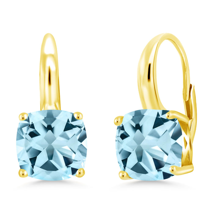 Sky Blue Topaz - November_Earrings in 925 Yellow Gold Plated Silver