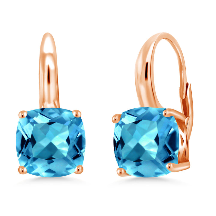 Swiss Blue Topaz - November_Earrings in 925 Rose Gold Plated Silver