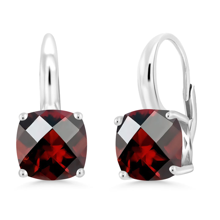 Garnet-Checkerboard - January_Earrings in 925 Sterling Silver