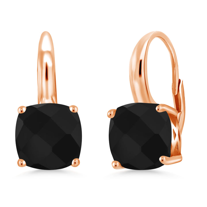 Onyx-Checkerboard - December_Earrings in 925 Rose Gold Plated Silver