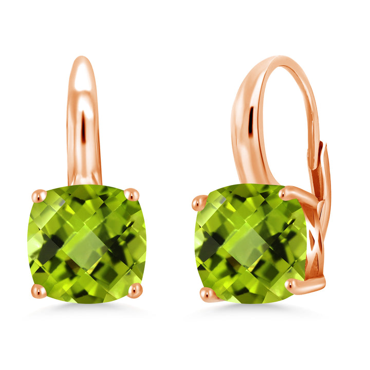 Peridot-Checkerboard - August_Earrings in 925 Rose Gold Plated Silver