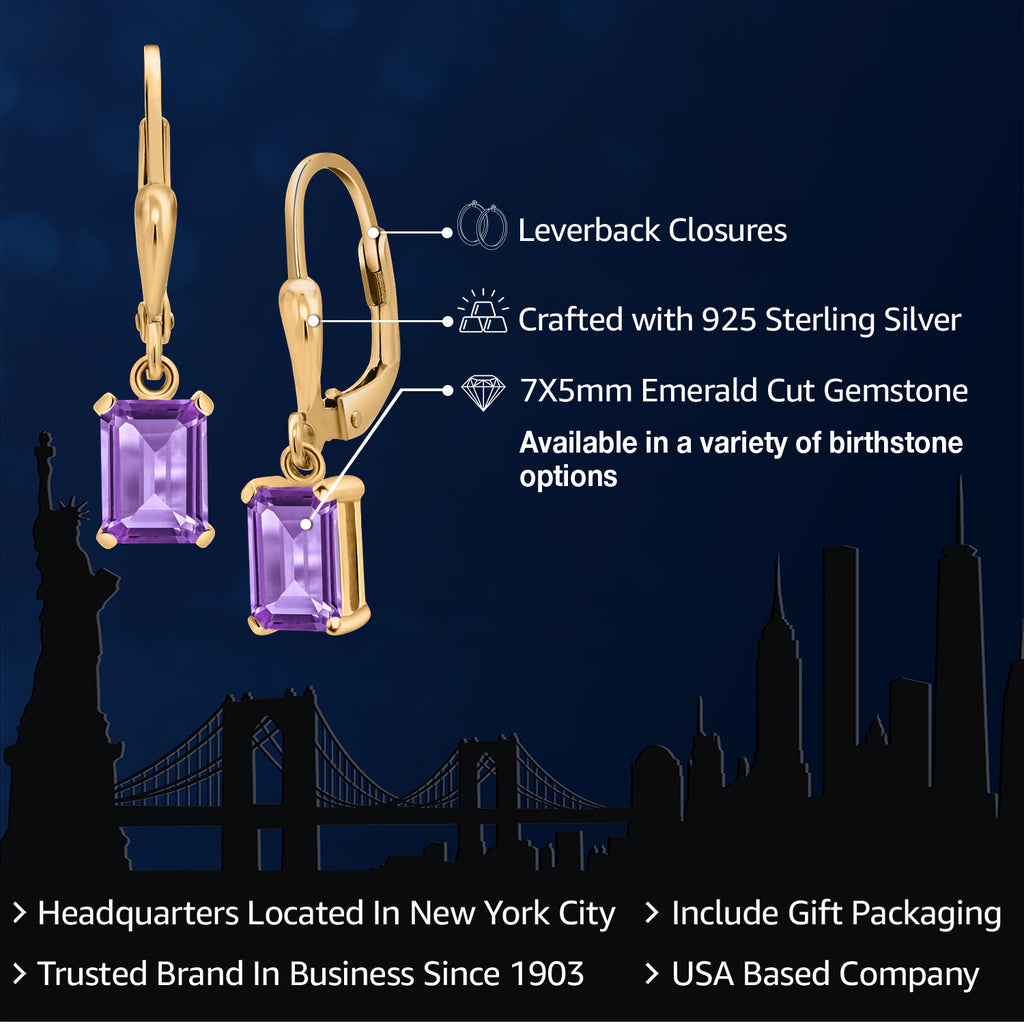 Amethyst - February_Earrings in 925 Yellow Gold Plated Silver