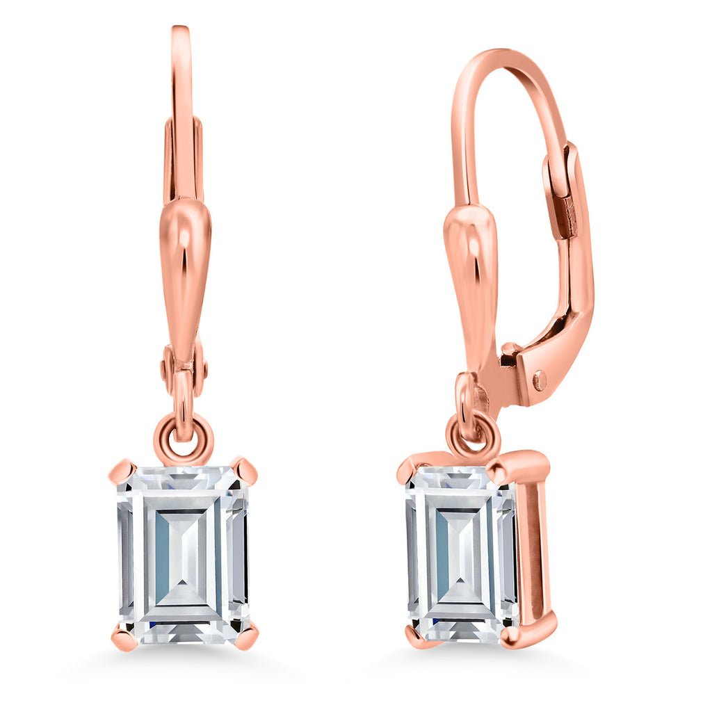 White Moissanite - April_Earrings in 925 Rose Gold Plated Silver