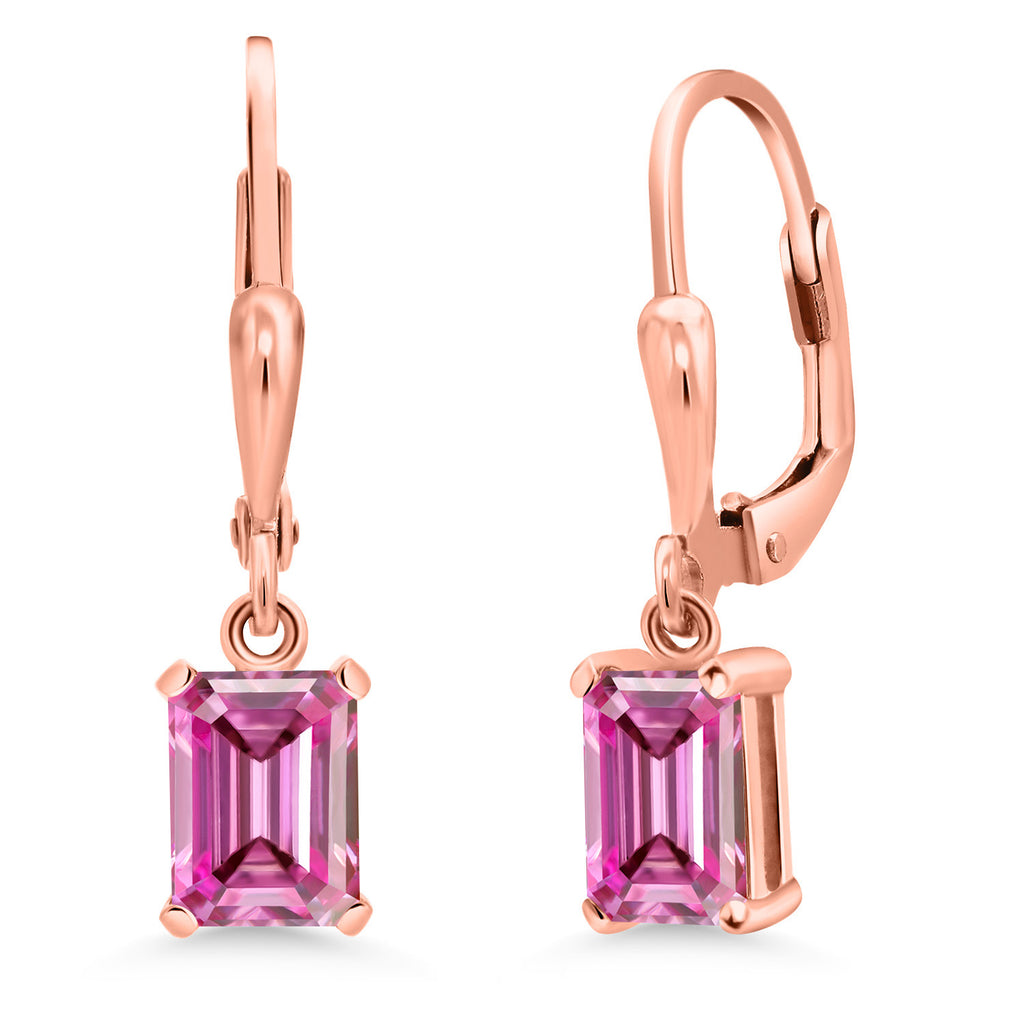 Pink Moissanite - April_Earrings in 925 Rose Gold Plated Silver