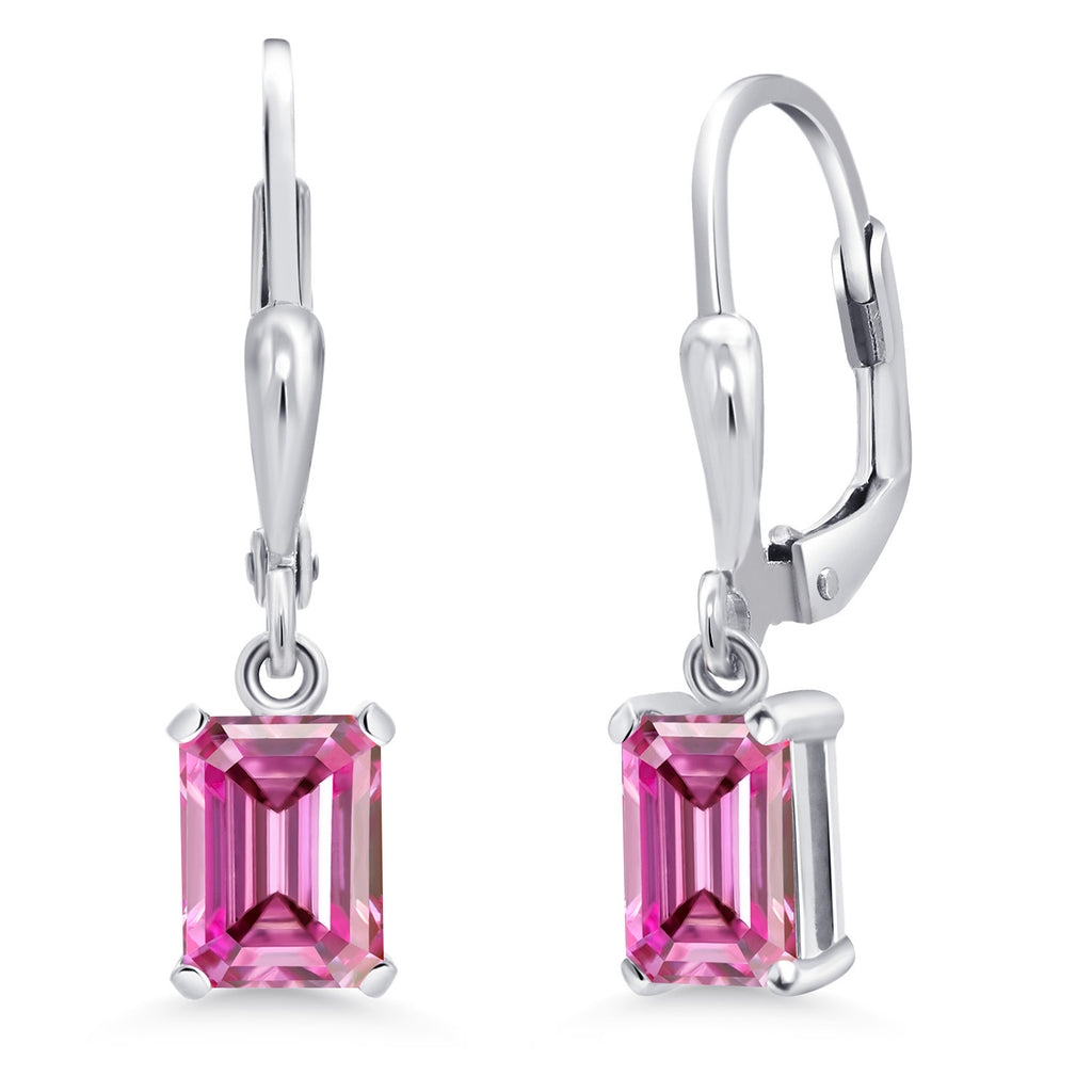 Pink Moissanite - April_Earrings in 925 Sterling Silver