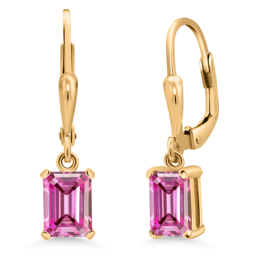 Pink Moissanite - April_Earrings in 925 Yellow Gold Plated Silver
