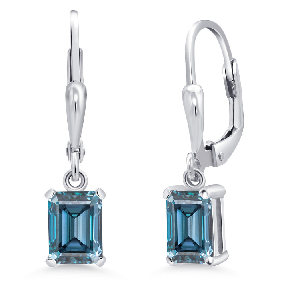 Persian Blue Moissanite - April_Earrings in 925 Sterling Silver