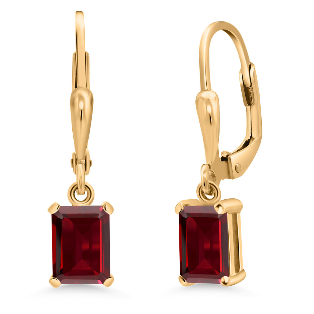 Garnet - January_Earrings in 925 Yellow Gold Plated Silver