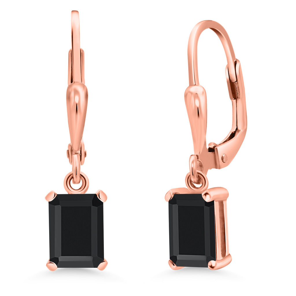 Onyx - December_Earrings in 925 Rose Gold Plated Silver