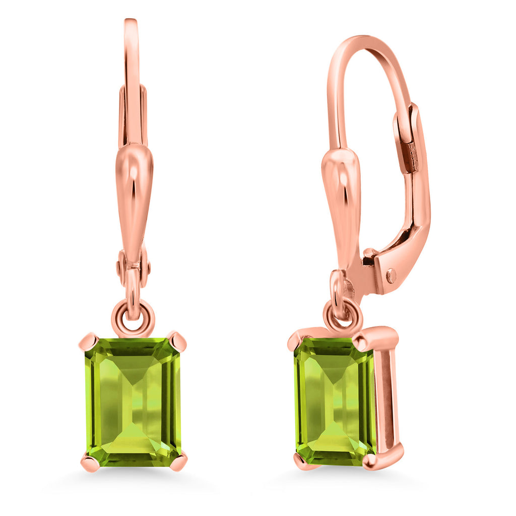 Peridot - August_Earrings in 925 Rose Gold Plated Silver