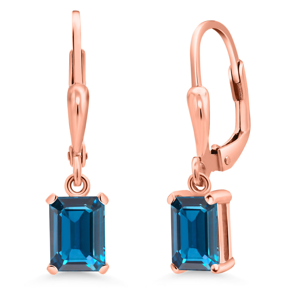 London Blue Topaz - November_Earrings in 925 Rose Gold Plated Silver