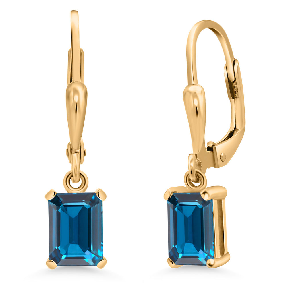 London Blue Topaz - November_Earrings in 925 Yellow Gold Plated Silver