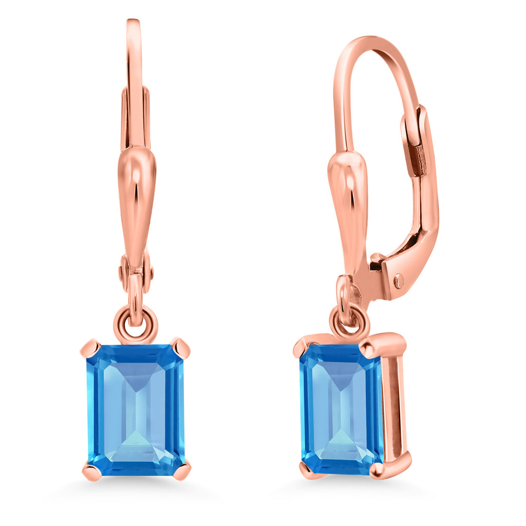Swiss Blue Topaz - November_Earrings in 925 Rose Gold Plated Silver