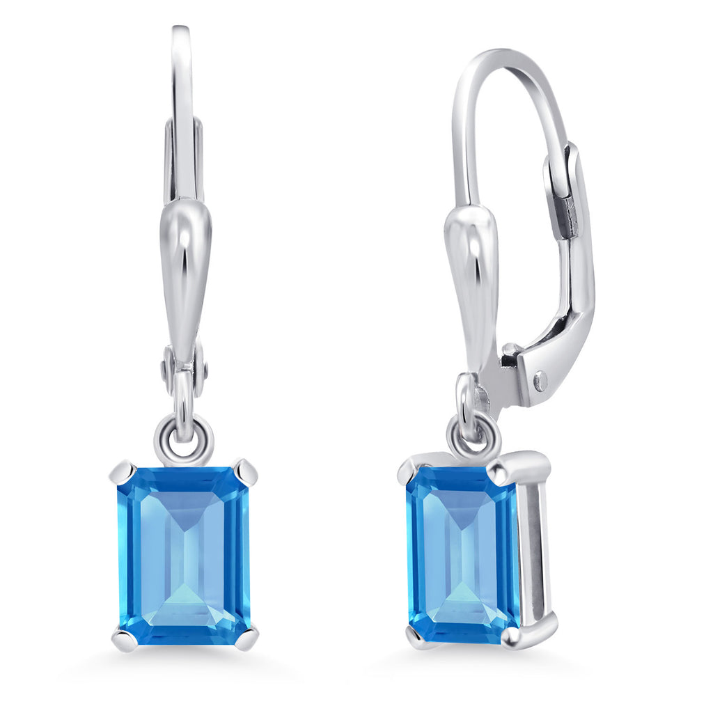 Swiss Blue Topaz - November_Earrings in 925 Sterling Silver