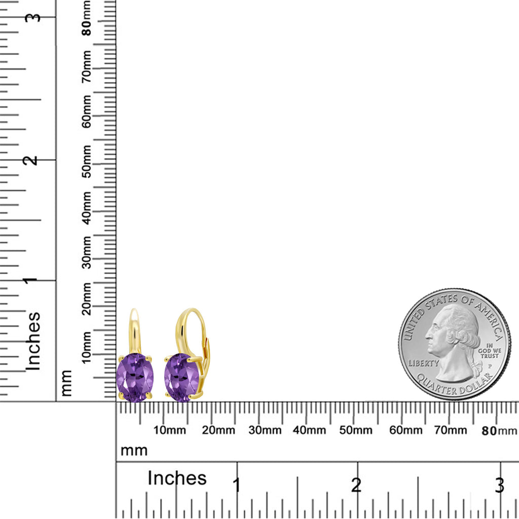 Amethyst - February_Earrings in 925 Yellow Gold Plated Silver