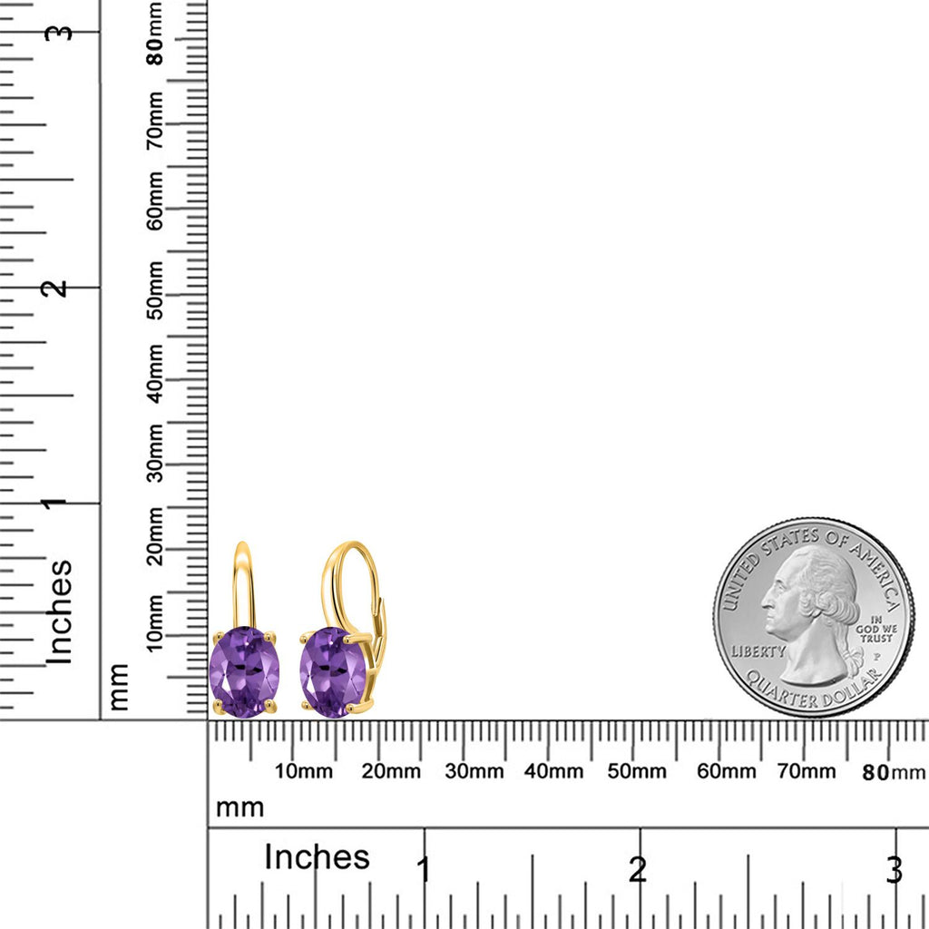 Amethyst - February_Earrings in 925 Yellow Gold Plated Silver