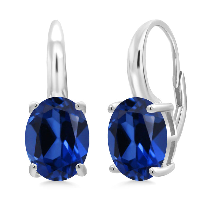 Blue Created Sapphire - September_Earrings in 925 Sterling Silver
