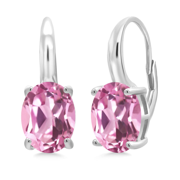 Light Pink Created Sapphire - September_Earrings in 925 Sterling Silver