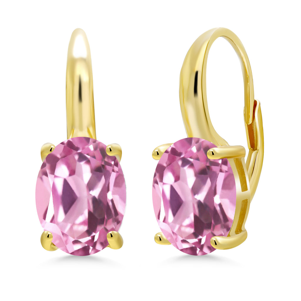 Light Pink Created Sapphire - September_Earrings in 925 Yellow Gold Plated Silver