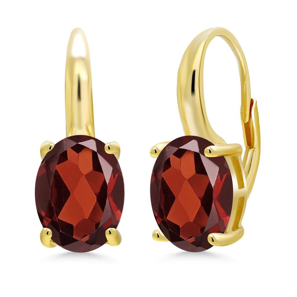 Garnet - January_Earrings in 925 Yellow Gold Plated Silver