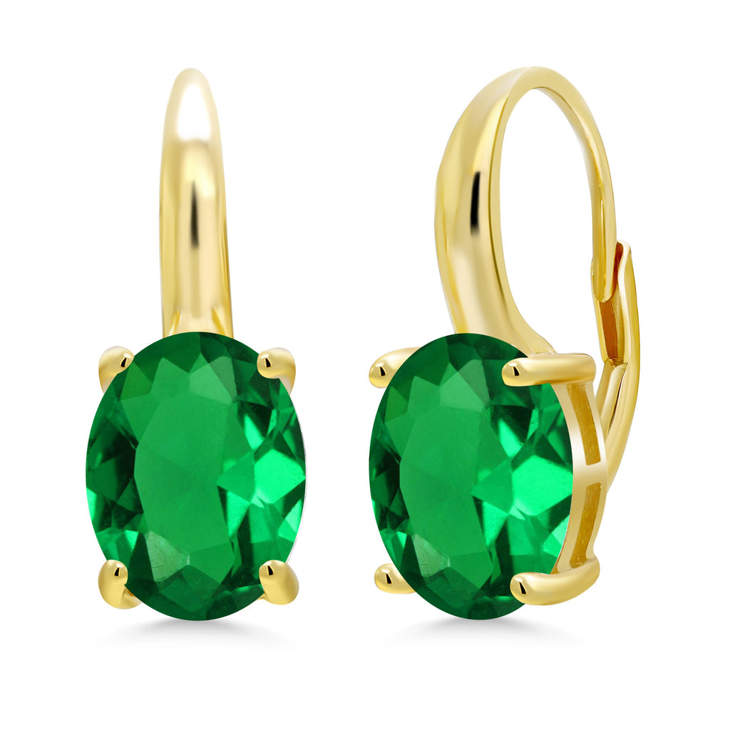 Nano Emerald - May_Earrings in 925 Yellow Gold Plated Silver