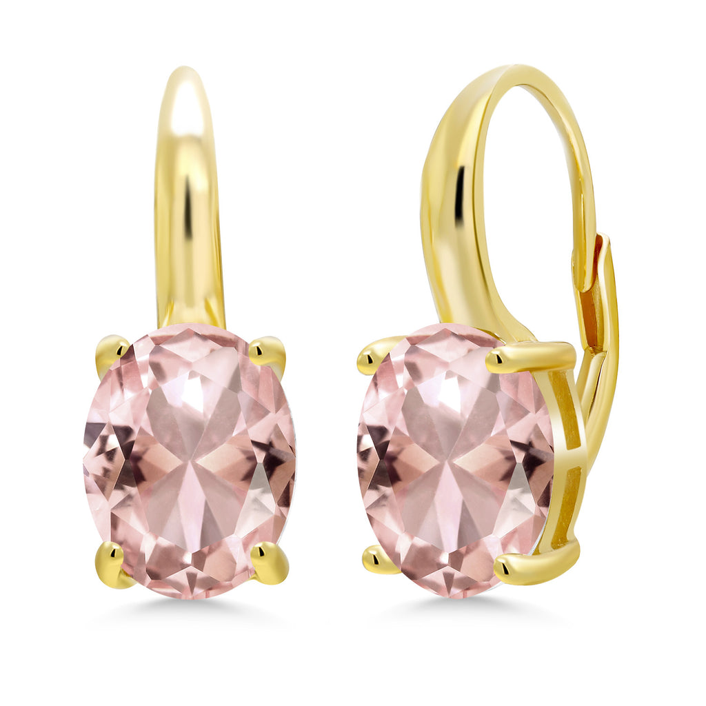Nano Morganite - October_Earrings in 925 Yellow Gold Plated Silver