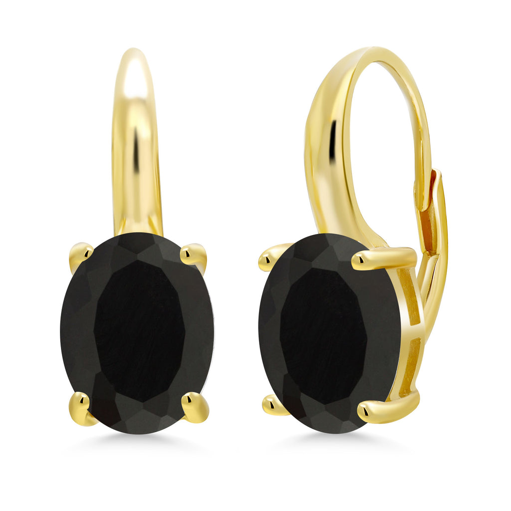 Onyx - December_Earrings in 925 Yellow Gold Plated Silver