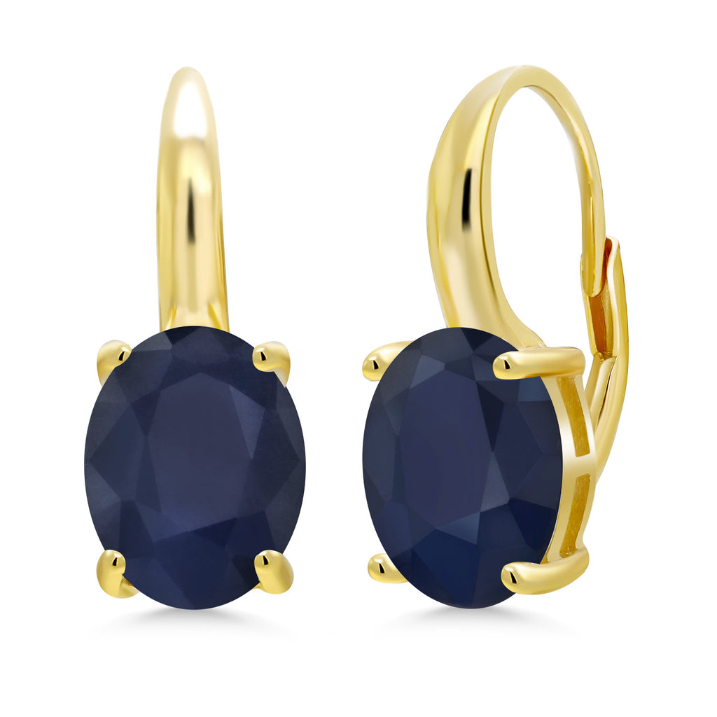 Blue Sapphire - September_Earrings in 925 Yellow Gold Plated Silver