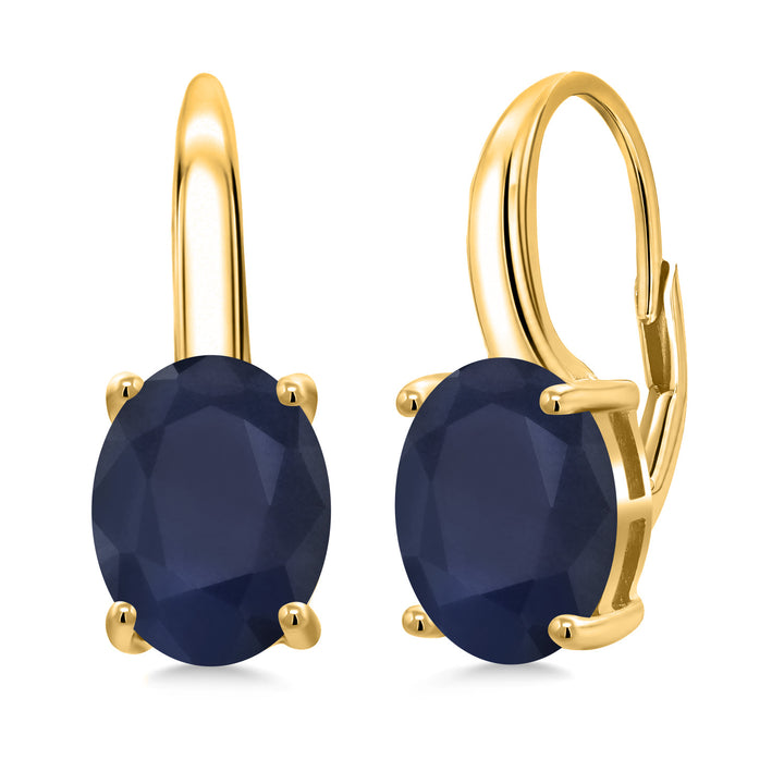 Blue Sapphire - September_Earrings in 925 Yellow Gold Plated Silver