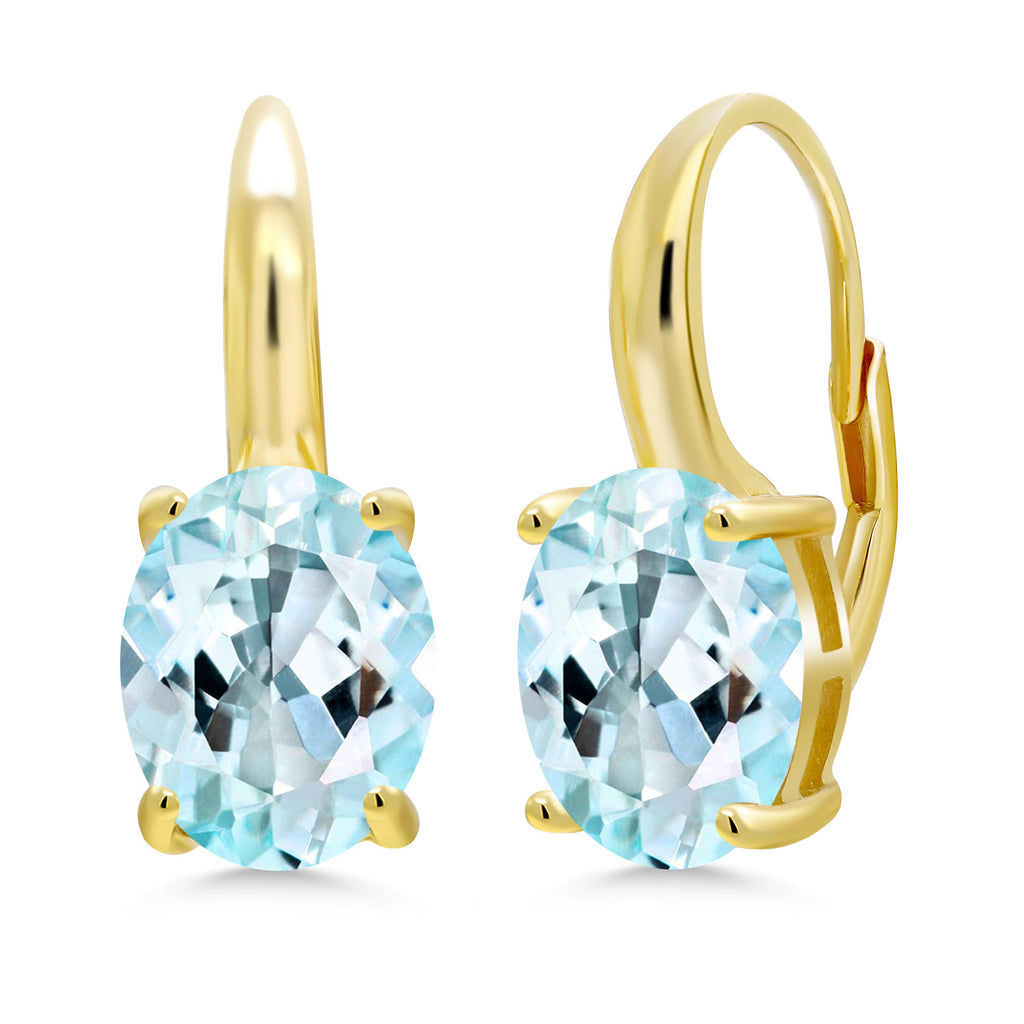 Sky Blue Topaz - November_Earrings in 925 Yellow Gold Plated Silver