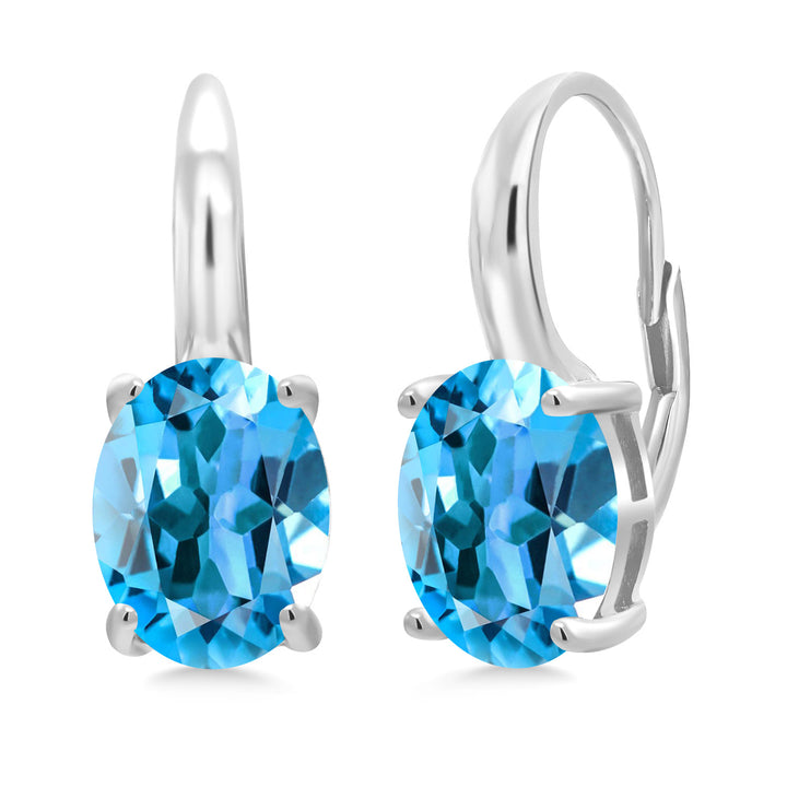 Swiss Blue Topaz - November_Earrings in 925 Sterling Silver
